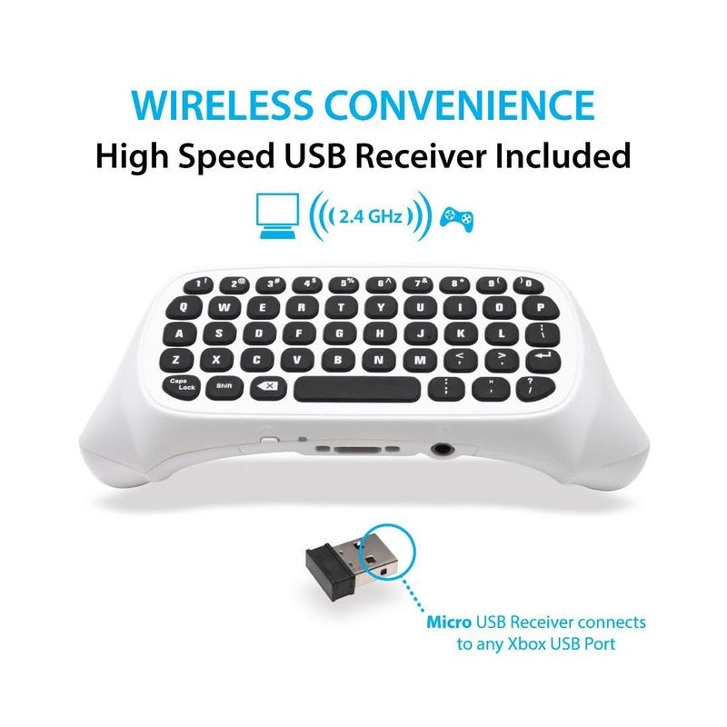 Megadream Xbox Wireless Chatpad Keyboard With 3.5mm Audio Jack for One/Series S/X, Elite/Elite 2, PC - 2.4G USB Receiver & Charge Cable Included - Image 3